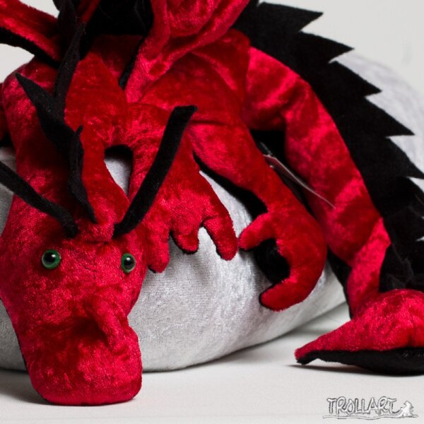 Shoulder dragon XXL, dark red, spiky crest