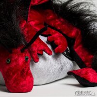 Shoulder dragon XXL, dark red, plushy crest