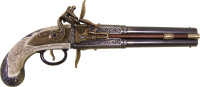 Pistole, engl. Doppellauf v. 1750
