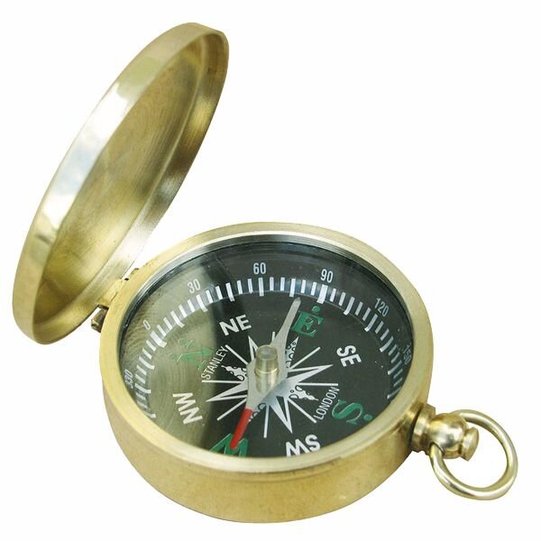 Kompass m. Deckel u. Ring, Messing, 4,5cm Durchmesser