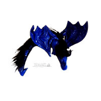 Shoulder dragon XXL, blue patent leather, plushy crest