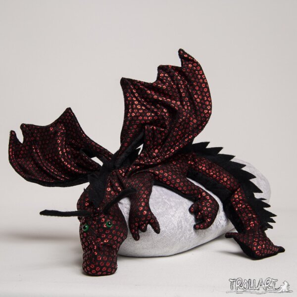 Shoulder dragon XXL, Special Ed., black &amp; red sequin, spiky crest
