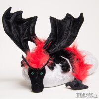 Shoulder dragon XXL, black with a red plushy crest