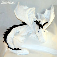 Shoulder dragon XXL, full white, black spiky crest, blue...