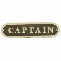 Door Sign Captain, Wood, Brass