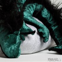 Shoulder dragon XXL, dark green, plushy crest