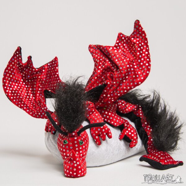 Shoulder dragon XXL, Special Ed., sequin red, plushy crest