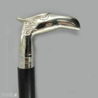 Walking cane, eagle grip, nickel-plated, length 90 cm