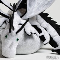 Shoulder dragon XXL, white with black spiky crest, green...