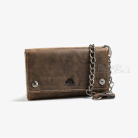 Biker wallet long, with chain, leather