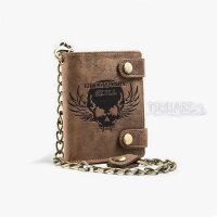 Combination wallet skull, chain, leather, by Greenburry