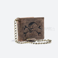 Bank note wallet, Skull, with chain, leather