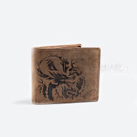 Bank note wallet dragon, vintage style, leather, by Greenburry