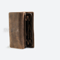 Zipper combination wallet, vintage style, leather