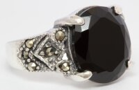 Ring, Schwarzkristall, Silber 925