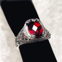 Ring, roter Zirkonia, Silber 925