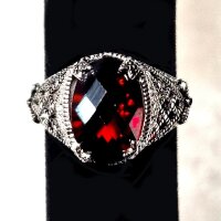 Ring, red zirconia, silver 925