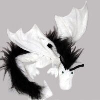 Shoulder dragon XXL, full white, black plushy crest,...