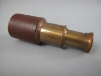 Fernrohr, Messing bruen./Leder, L.6/11cm