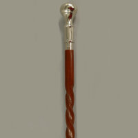 Walking Stick brown, turned, wood / nickel plated, L. 97cm