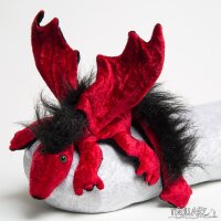 Shoulder dragon L2, dark red, plushy crest