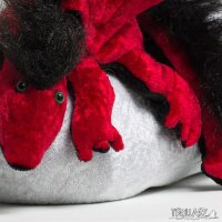 Shoulder dragon L2, dark red, plushy crest