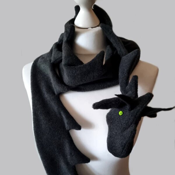 Dragon scarf, anthrazit, fleece