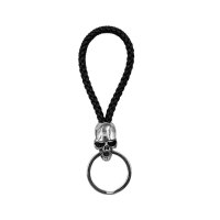 Schlüsselanhänger, Totenkopf, Leder, Edelstahl
