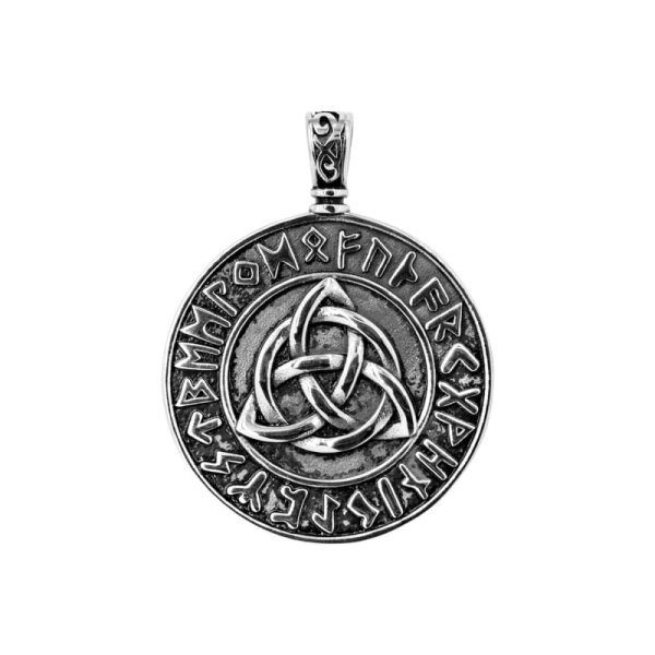 Celtic runes, pendant, stainless steel, incl. textile strap with lobster clasp (55-60 cm).
