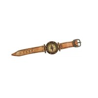 Bracelet compass, antique brass/leather