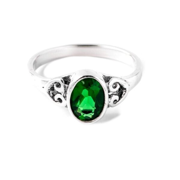 Fairy Ring, Green Zirconia - Vintage Silver 925