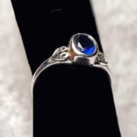 Fairy Ring, Blue Zirconia, Vintage Silver, 925