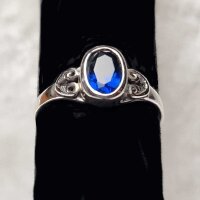 Fairy Ring, Blue Zirconia, Vintage Silver, 925