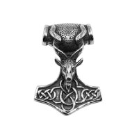 Stainless steel pendant Thors hammer, incl. band