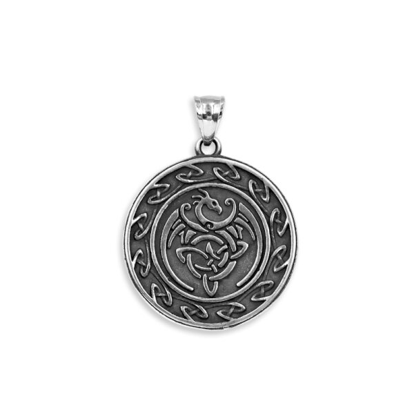 Stainless steel pendant, celtic dragon, incl. band